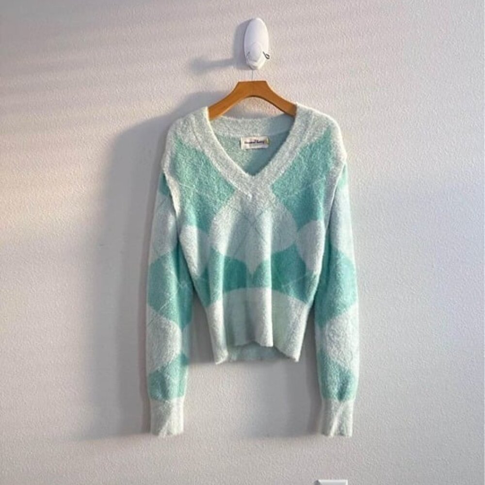 House of Sunny Diamond Argyle Knit 2-in-1 Convertible Sweater Sz 2 (XS) - Picture 4 of 7